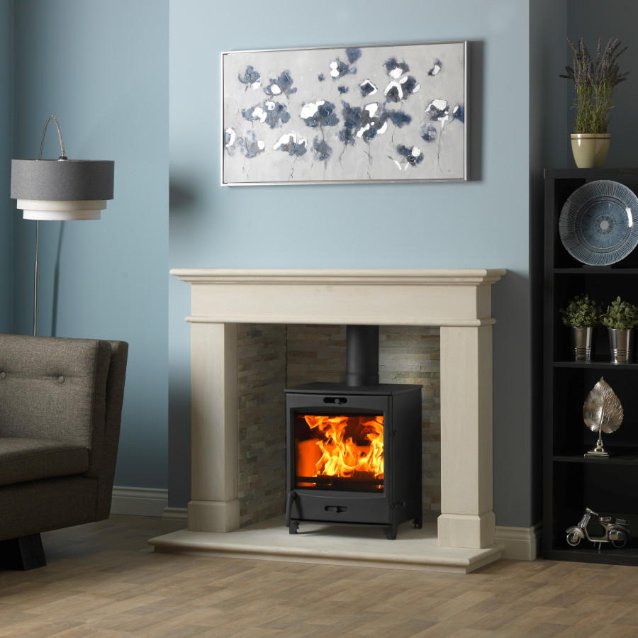 Fireline FQ8 in Balmoral Surround with Rustic Brick Liners