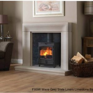 Fireline - FX5W with Wave Grey Slate Liners and Limestone Back & Hearth