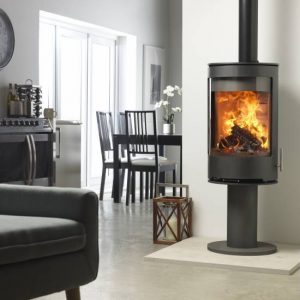Purevision - PVR Cylinder multi-fuel stove on a pedestal stand
