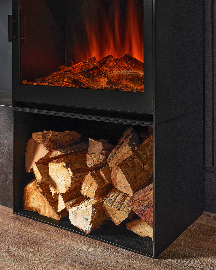 British fires Cube electric stove log store