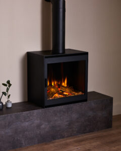 Cube Steel Door on Plinth with chimney