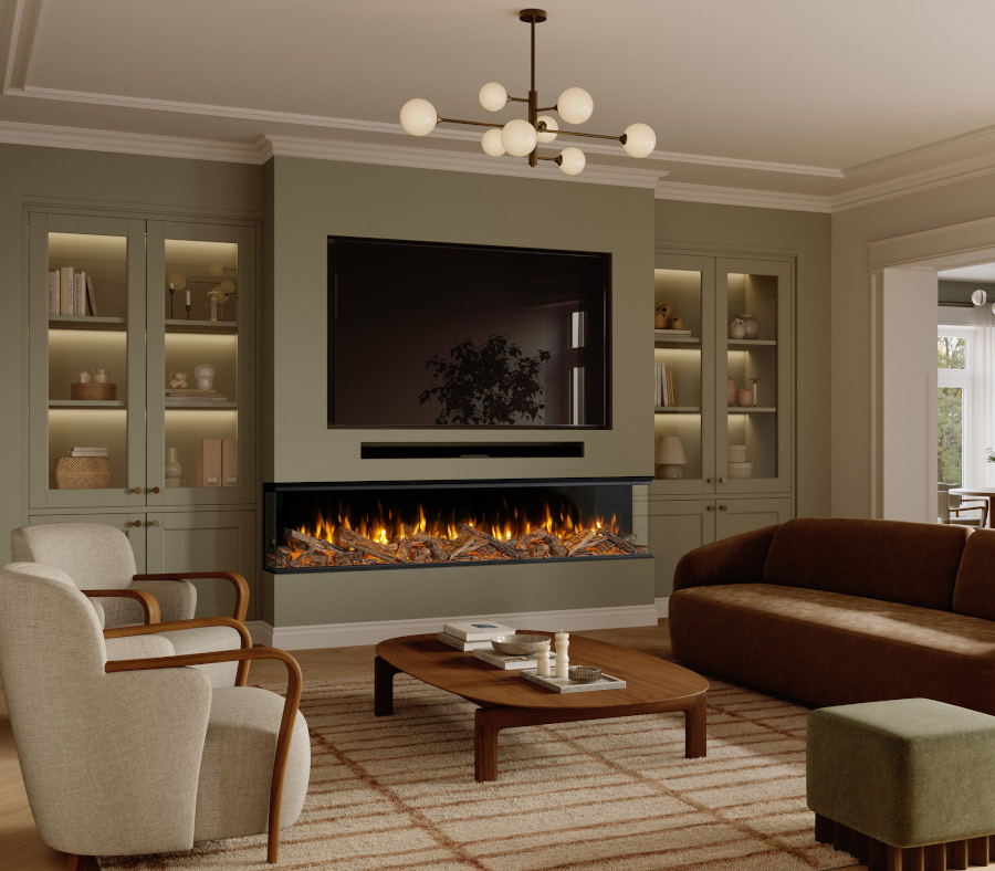 Evonic Volektra 2400 electric fire for media wall