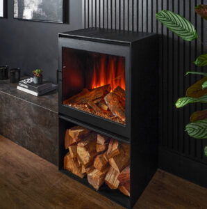 British Fires cube electric stove steel door