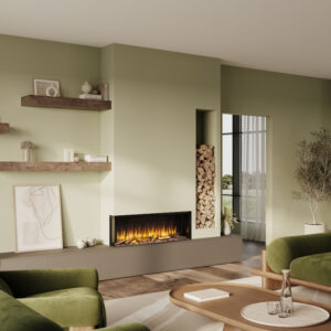 iRange i1100e Slimline in Feature Wall with Real Oak Premium Log Set